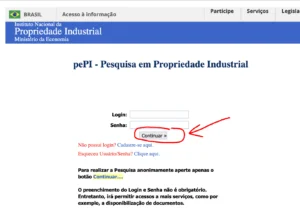 tela do site INPI consultar marca - passo 1